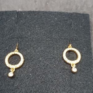 Gold Geometric Hoop Earrings with Pendant